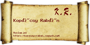 Kopácsy Rabán névjegykártya